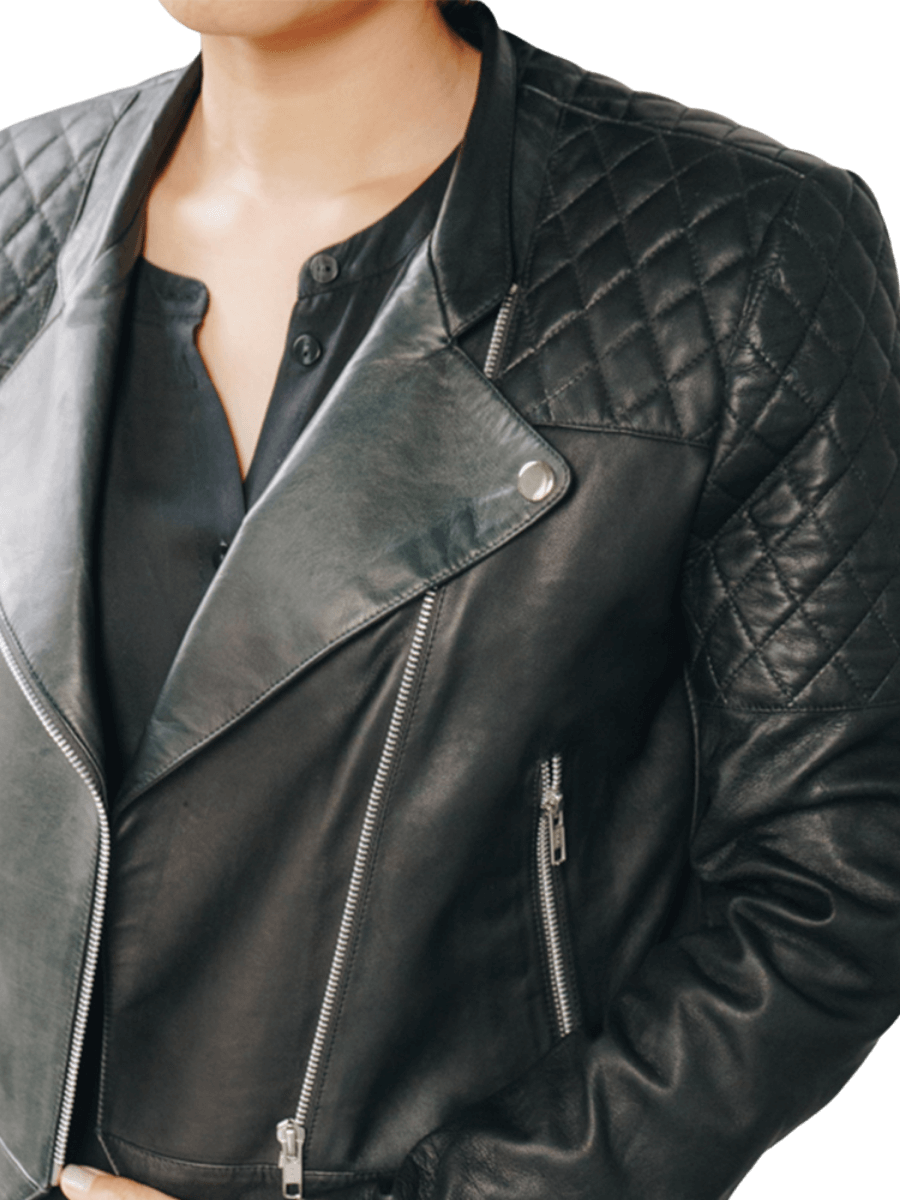 Jade Quilted Biker Jacket Black Jacket By Seminyak Leather Bali